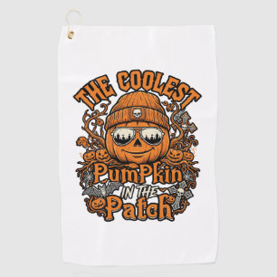 Coolest Pumpkin Patch Halloween Beanie Sunglasses Golf Towel