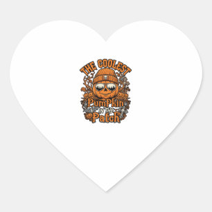 Coolest Pumpkin Patch Halloween Beanie Sunglasses Heart Sticker