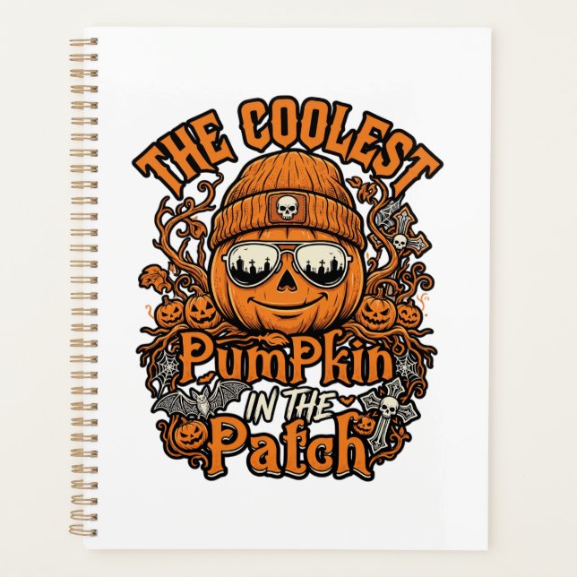 Coolest Pumpkin Patch Halloween Beanie Sunglasses Planner (Front)