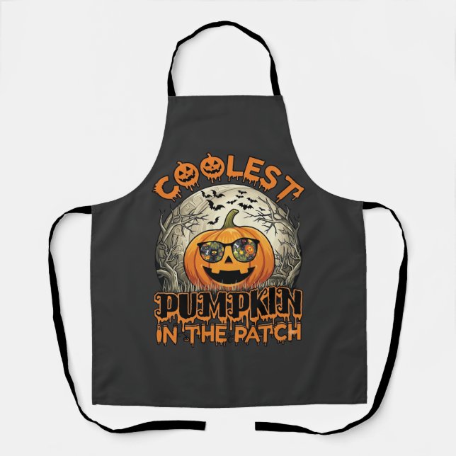 Coolest Pumpkin Patch Halloween Spooky Sunglasses_ Apron (Front)