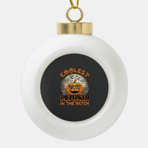 Coolest Pumpkin Patch Halloween Spooky Sunglasses_ Ceramic Ball Christmas Ornament