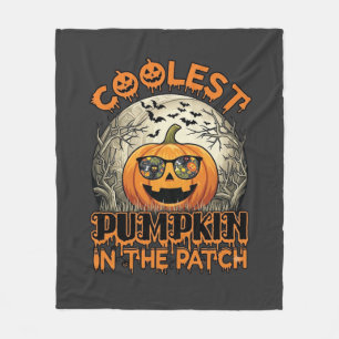 Coolest Pumpkin Patch Halloween Spooky Sunglasses_ Fleece Blanket