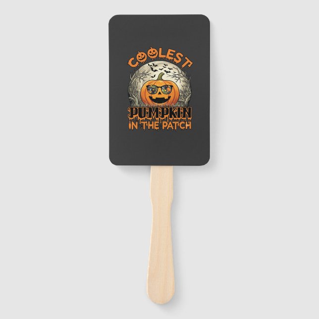 Coolest Pumpkin Patch Halloween Spooky Sunglasses_ Hand Fan (Front)