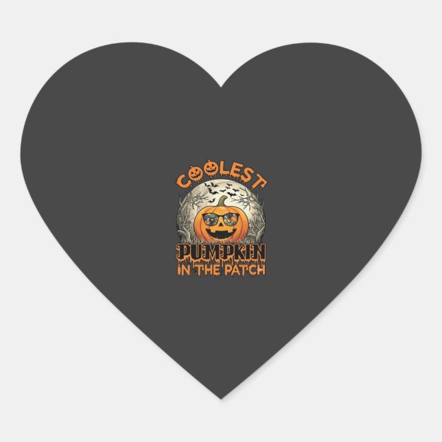 Coolest Pumpkin Patch Halloween Spooky Sunglasses_ Heart Sticker (Front)