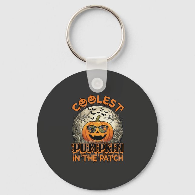 Coolest Pumpkin Patch Halloween Spooky Sunglasses_ Key Ring (Front)