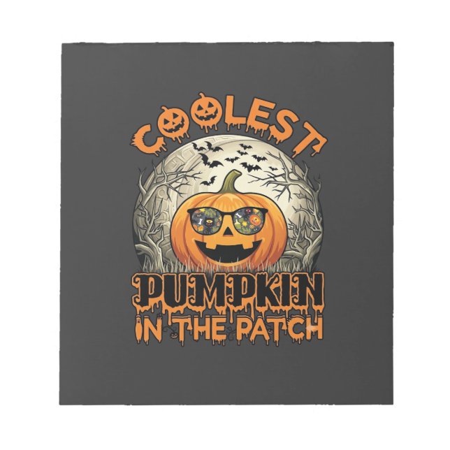 Coolest Pumpkin Patch Halloween Spooky Sunglasses_ Notepad (Front)