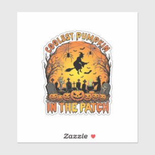 Coolest Pumpkin Patch Halloween Witch Spiders Grav