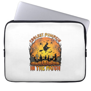 Coolest Pumpkin Patch Halloween Witch Spiders Grav Laptop Sleeve