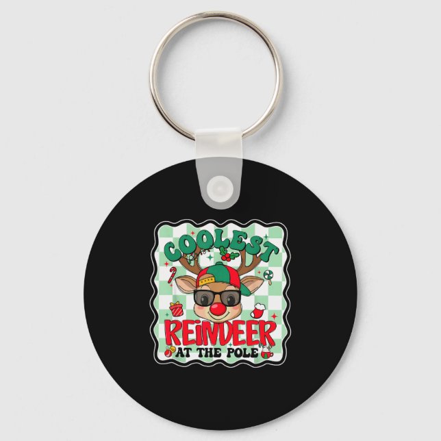 Coolest Reindeer At The Le Funny Christmas Matchin Key Ring (Front)