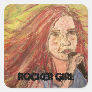 Coolest Rocker Girl Square Sticker