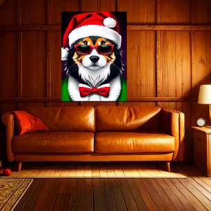 Coolest Santa Dog in Town   AI Art Poster