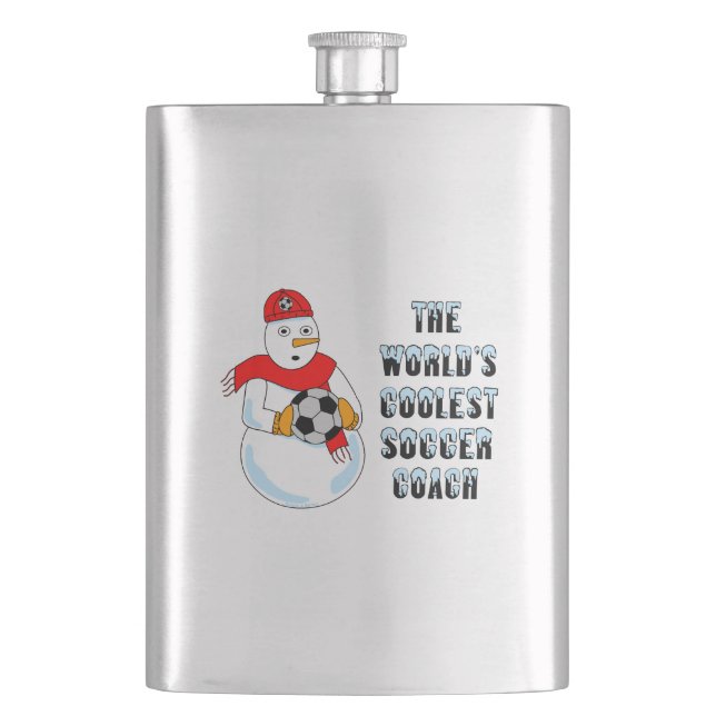 Coolest Soccer Coach T-Shirt Hip Flask (Front)