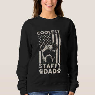 Coolest Staffy Dad Vintage American Flag Funny Fat Sweatshirt