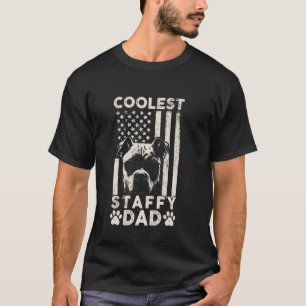 Coolest Staffy Dad Vintage American Flag Funny Fat T-Shirt