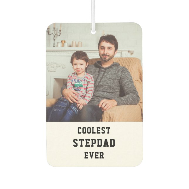 Coolest Stepdad Ever Personalised Photo Collage Car Air Freshener (Front)