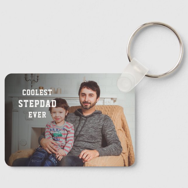 Coolest Stepdad Ever Personalised Photo Dad Key Ring (Front)