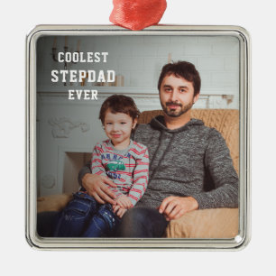 Coolest Stepdad Ever Personalised Photo Dad Metal Ornament