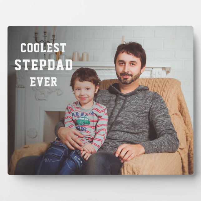 Coolest Stepdad Ever Personalised Photo Dad Plaque (Front)