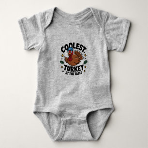 Coolest Turkey At The Table Thanksgiving Dinner Baby Bodysuit