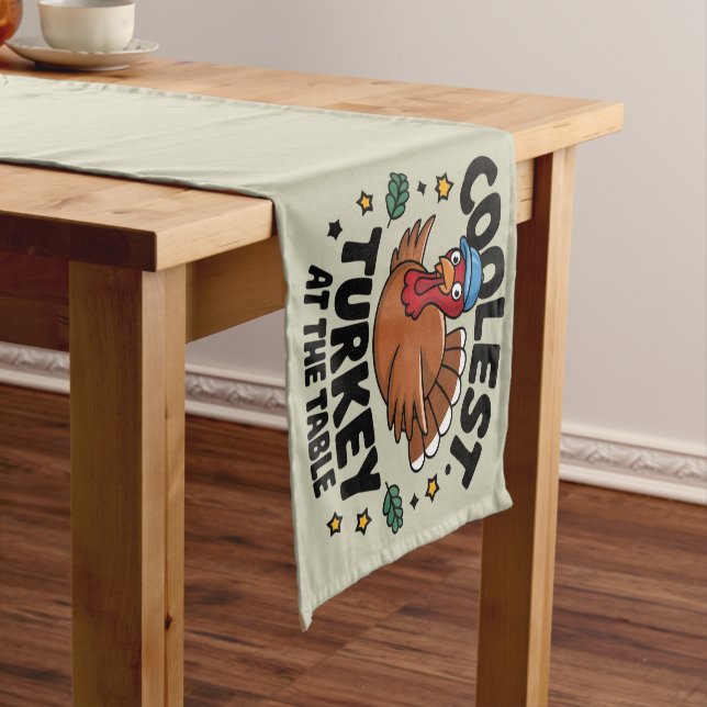 Coolest Turkey At The Table Thanksgiving Dinner Short Table Runner (In Situ)