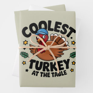 Coolest Turkey At The Table Thanksgiving Dinner Wrapping Paper Sheet