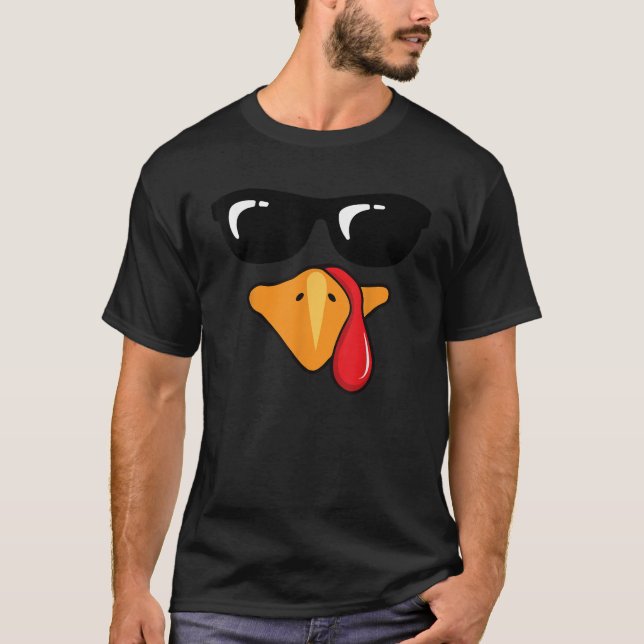 Coolest Turkey Face Funny Thanksgiving Day for Kid T-Shirt (Front)