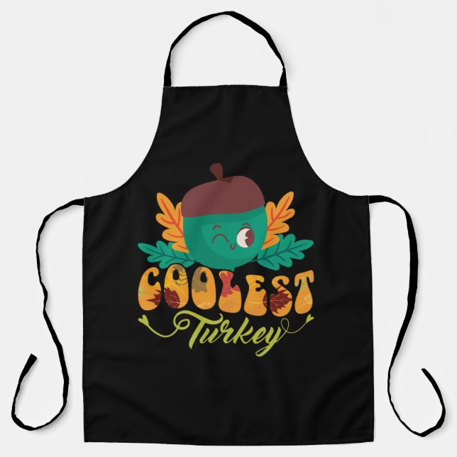 coolest turkey fall thanksgiving day apron (Front)