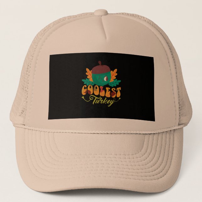 coolest turkey fall thanksgiving day trucker hat (Front)