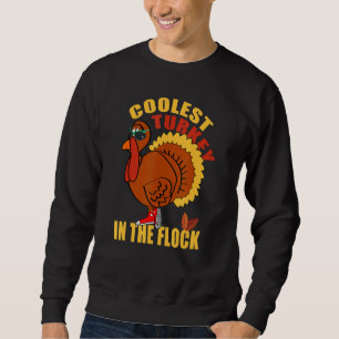 Coolest Turkey In The Flock Boys Girls Thanksgivin Sweatshirt