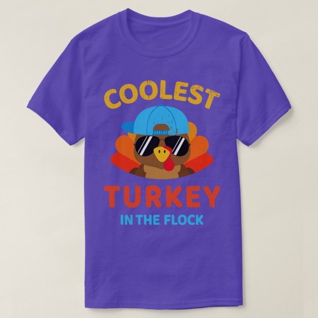 Coolest turkey in the flock for kids toddler thank T-Shirt (Design Front)
