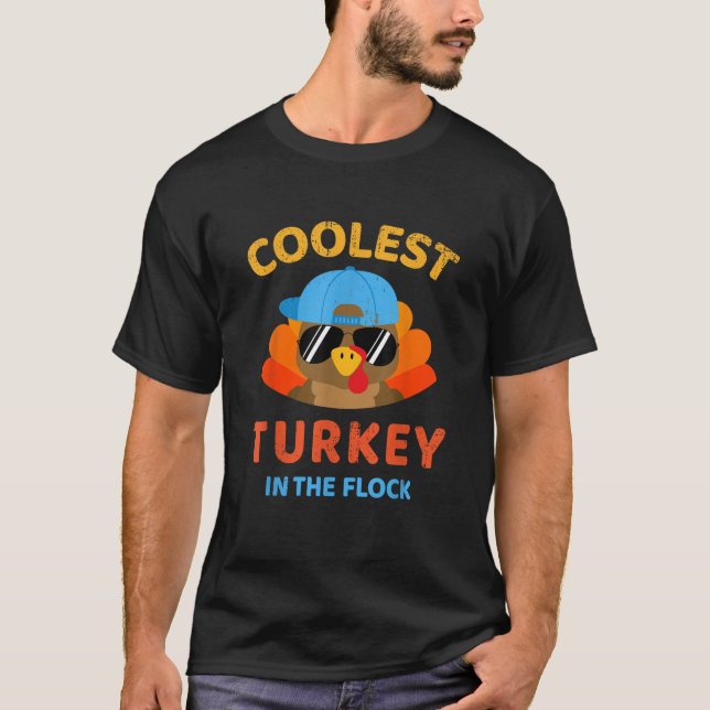 Coolest turkey in the flock for kids toddler thank T-Shirt (Front)
