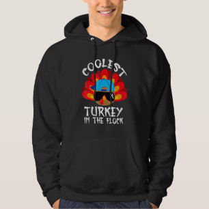 Coolest Turkey In The Flock Thanksgiving Boys Kids Hoodie