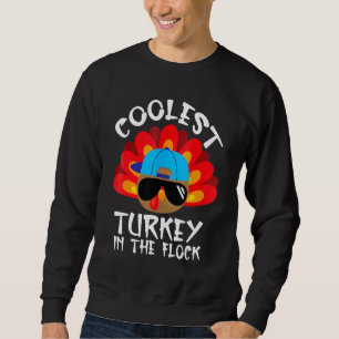 Coolest Turkey In The Flock Thanksgiving Boys Kids Sweatshirt
