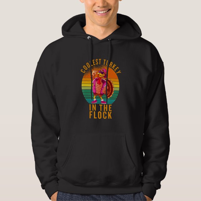 Coolest Turkey In The Flock Thanksgiving Kids Boys Hoodie (Front)