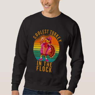 Coolest Turkey In The Flock Thanksgiving Kids Boys Sweatshirt