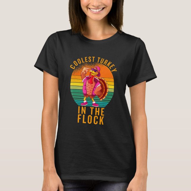 Coolest Turkey In The Flock Thanksgiving Kids Boys T-Shirt (Front)
