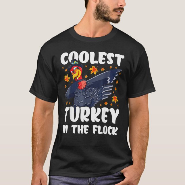 Coolest Turkey In The Flock Thanksgiving Sunglasse T-Shirt (Front)