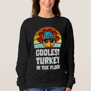 Coolest Turkey In The Flock Toddler Boys Thanksgiv Sweatshirt