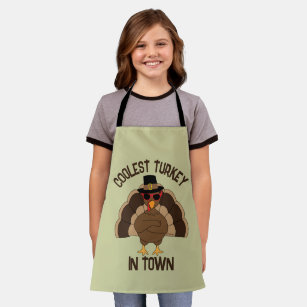 Coolest turkey in town Thanksgiving cool fun  Apron