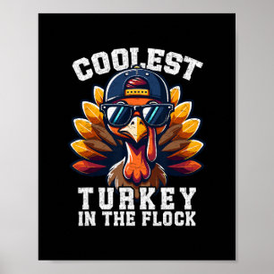 Coolest Turkey Thanksgiving Toddler Boys Kids Men Poster
