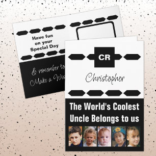 Coolest Uncle 5 photo black white birthday Card