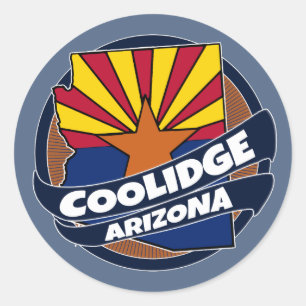 Coolidge Arizona flag burst round stickers