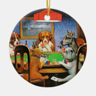 Coolidge Classic Vintage Dog Poker Game Art Ceramic Ornament