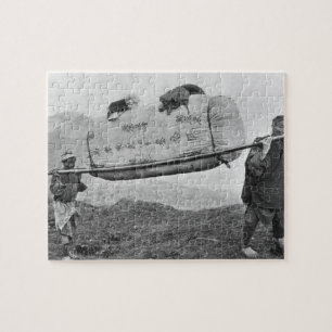 Coolies carrying cotton, 1901 (b/w photo) jigsaw puzzle