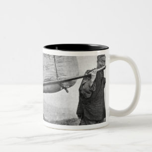 Coolies carrying cotton, 1901 (b/w photo) Two-Tone coffee mug
