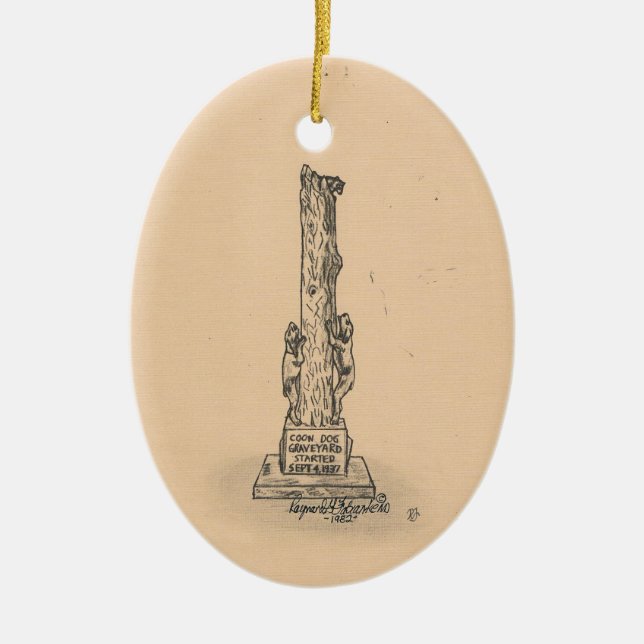 Coon Dog Monument Ceramic Ornament (Front)