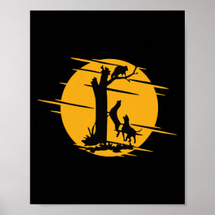 Coon Hound Dog Treeing A Racoon Howling - Fun Coo Poster