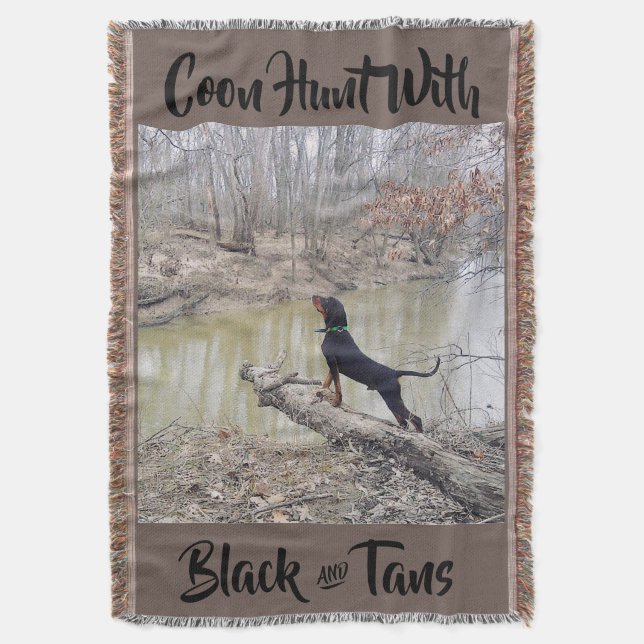 Coon hunt w black & tans throw (Front Vertical)
