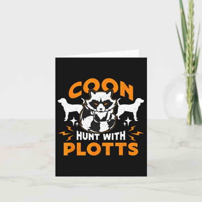 Coon Hunt With Plotts Hunting Coon Hunters Racoon Card (Front)