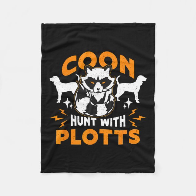 Coon Hunt With Plotts Hunting Coon Hunters Racoon Fleece Blanket (Front)
